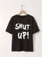 Baskılı Oversize Bisiklet Yaka T-Shirt - Siyah 1