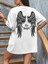 Baskılı Oversize Bisiklet Yaka T-Shirt - Beyaz 1