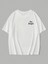 Baskılı Oversize Bisiklet Yaka T-Shirt - Beyaz 2