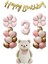 Retro Fiyonklu Ayıcık Temalı Yaş Balon Set 1