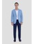 Erkek Mavi Çizgili Mono Yaka Slim Fit Ceket 1
