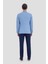 Erkek Mavi Çizgili Mono Yaka Slim Fit Ceket 3