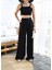 Keten Gi̇peli̇ Crop ve Pantolon Iki̇li̇ Takim 4
