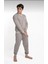 V Yaka Ribana Manşetli Pamuklu Geniş Kesim Klasik Erkek Pijama Takımı 1