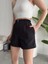 Siyah Çıtçıtlı Yüksek Bel Cepli Mini Gabardin Şort 3