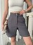 Double Çift Düğmeli Füme Yüksek Bel Orta Boy Şort 1