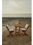 Minderli Balkon Bahçe Mutfak 3lü Bistro Set Katlanır Masa Sandalye 50*50 Krem 2