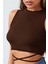 Azze Kadın Kahverengi Çapraz Bağlamalı Crop Top Büstiyer 2