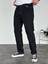 Erkek Straight Fit Beyaz Dikiş Detaylı Jean Pantolon Siyah 1