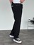 Erkek Straight Fit Beyaz Dikiş Detaylı Jean Pantolon Siyah 2