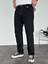 Erkek Straight Fit Beyaz Dikiş Detaylı Jean Pantolon Siyah 3
