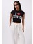 Nakış Detay Baskılı Crop T-Shirt 1