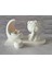 3'lü Dekoratif Set, Ay Görünümlü Mumluk, Sus Yapan Çiçekçi Kız, Şerit Görünümlü Stand, Tealight Mum 2