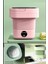Katlanır Mini Çamaşır Makinesi Pembe Taşınabilir Retro Silikon Çorap Iç Çamaşırı Yıkayıcı 10 Lt 1