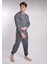 V Yaka Ribana Manşetli Pamuklu Geniş Kesim Klasik Erkek Pijama Takımı 3