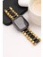 Paslanmaz Çelik Üç Bakla Metal Kordon, Apple Watch Series SE/11/10/9/8/7/6/5/4/3 ile Uyumlu, 46MM/45MM/44MM, Gold&siyah 2