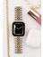 Jubilee Paslanmaz Çelik Metal Kordon, Apple Watch Series SE/11/10/9/8/7/6/5/3 ile Uyumlu, 46MM/45MM/44MM, Gümüş&gold 2