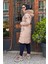 Suni Kürklü Kapüşonlu Anorak Mont KA-A24-27303 Bej 2