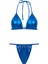 Çift Kanal Büzgülü Saks Parlak Üçgen Bikini Takım 1