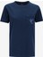 Bisiklet Yaka Nakışlı Lacivert Kadın T-Shirt F5SL-TST0086 1