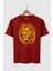 Aslan Kafası Sarı Kırmızı Yeleli Lion Head Aslan Baskılı Kırmızı Tişört Unisex T-Shirt 1