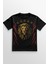 Aslan Ruhu Sarı Kırmızı 5 Yıldız Şampiyon Unisex Siyah Tişört Ön ve Sırt Baskılı Tasarım T-Shirt 2