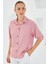 Pembe Kısa Kol Oversize Keten Gömlek 20240 3