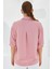Pembe Kısa Kol Oversize Keten Gömlek 20240 4