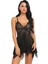 Siyah Tül Dantel Babydoll Gecelik Ön Detaylı Özel Tasarım 4