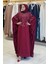 Fırfırlı Taş Detaylı Elbise 3936 Bordo 1