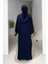 Arapça Harf Baskılı Abaya 70014 Lacivert 2