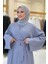 Çıt Çıt Düğmeli Bel Kuşaklı Abaya 70017 Gri 4