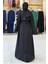 Çıt Çıt Düğmeli Bel Kuşaklı Abaya 70017 Siyah 2