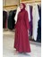 Çıt Çıt Düğmeli Bel Kuşaklı Abaya 70017 Bordo 3