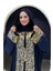 Arapça Harf Baskılı Abaya 70014 Lacivert 4