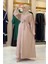 Çıt Çıt Düğmeli Bel Kuşaklı Abaya 70017 Taş 3