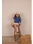 Indigo Nakışlı Oversize T-Shirt 5