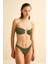 Kabartma Dokulu Haki Simli Straplez Bikini Takım 1