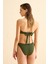 Kabartma Dokulu Haki Simli Straplez Bikini Takım 4