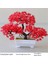 Adet Yapay Bitki Bonsai Plastik Küçük Ağaç Saksı, Kırmızı (Yurt Dışından) 2