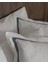 Tina King Size Linen Look Yıkamalı %100 Pamuk Nevresim Takımı - Beyaz/lacivert 5