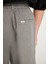 %100 Keten Regular Fit Normal Kesim Lastik Bel Detaylı Koyu Gri Şort 5