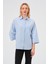 Truvakar Kol %100 Pamuk Poplin Oversize Gömlek Mavi 1