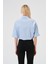 Truvakar Kol %100 Pamuk Poplin Oversize Gömlek Mavi 5