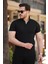 Erkek Hakim Yaka Dokuma Pamuklu Kumaş Kısa Kollu T-Shirt 1