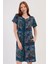 Kadın Kısa Kol Fermuarlı Petrol Ev Elbisesi 410068-5136 1