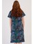 Kadın Kısa Kol Fermuarlı Petrol Ev Elbisesi 410068-5136 4