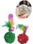2li Rattan Renkli Peluş Tüy Kedi Köpek Oyuncak Yakalama Çiğneme Çıngıraklı Top Oyuncağı 3