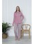 Kadın Bisiklet Yaka Desenli Pembe Pijama Takım 1