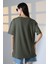 Oversize Bisiklet Yaka %100 Pamuk Penye Kompakt Basic T-Shirt 21752 Haki 4
